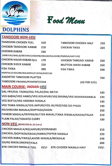 Dolphins Bar and Restaurant menu 