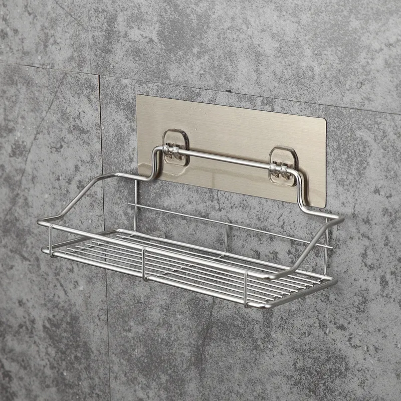 Prateleira de banheiro em aço inoxidável, armazenamento elegante e duradouro. Organize seu espaço com esta prateleira resistente à água e fácil de limpar.