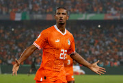 Sebastien Haller celebrates scoring Ivory Coast's first goal in their Africa Cup of Nations semifinal against DR Congo at Stade Olympique Alassane Ouattara in Abidjan, Ivory Coast on February 7.