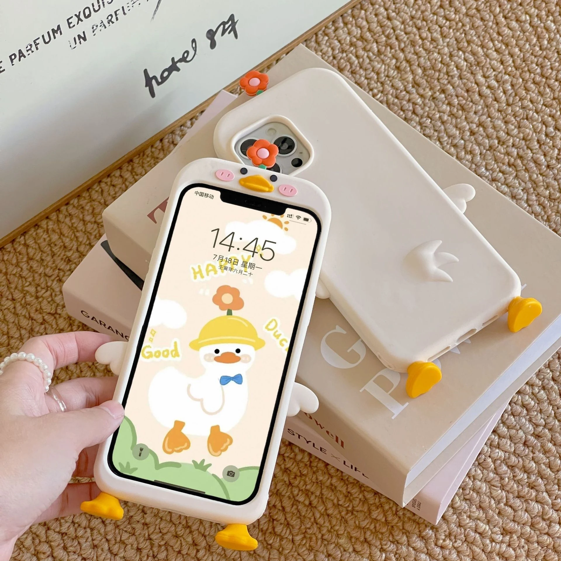 Title 1, Creative Stereo Cute Flower Duck Phone Case Car...