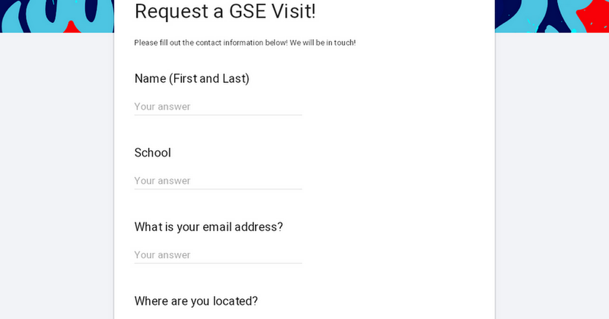 Request a GSE Visit! 