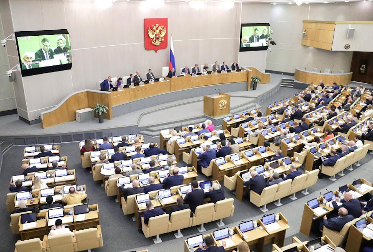 Russian lawmakers attend a session of the State Duma, the lower house of parliament, in Moscow, Russia July 5 2022. Picture: RUSSIAN STATE DUMA
