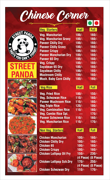 Street Panda menu 