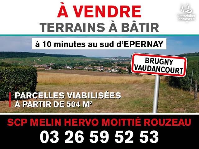 Vente terrain  561 m² à Brugny-Vaudancourt (51530), 72 000 €