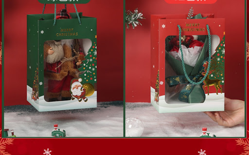 Title 2, Transparante papieren kerstcadeauzak, bloemenbo...