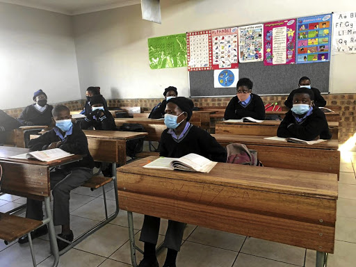 Pupils from Mokibe Primary School in Driekoppies were taken out of their school because it is so dilapidated and placed at Mogalitwa Primary School. / MANDLA KHOZA