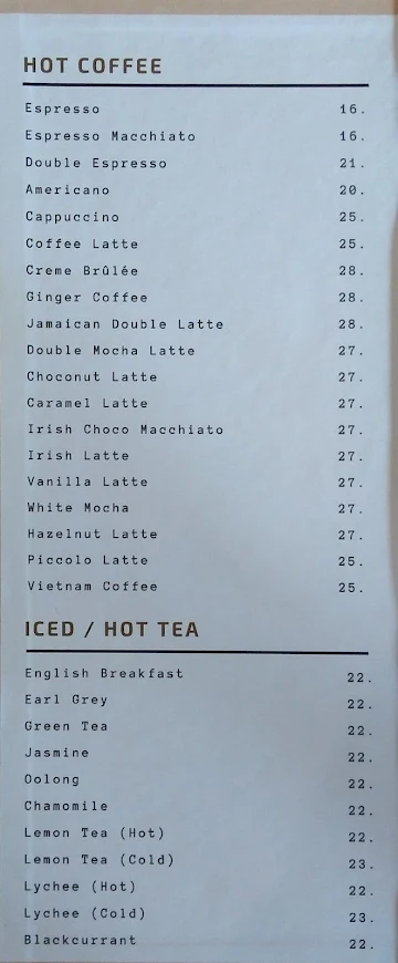 Coffee U menu 