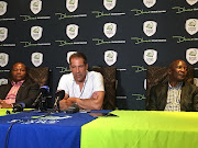 (From L-R): Former Platinum Stars' chairman Cliff Ramoroa, current head coach Roger De Sa (M) Kgosanai Rapetsana (R). Ramoroa and Rapetsana are representing the Royal Bafokeng Nation while De Sa is part of a consortium that has purchased the Rustenburg-based club. 