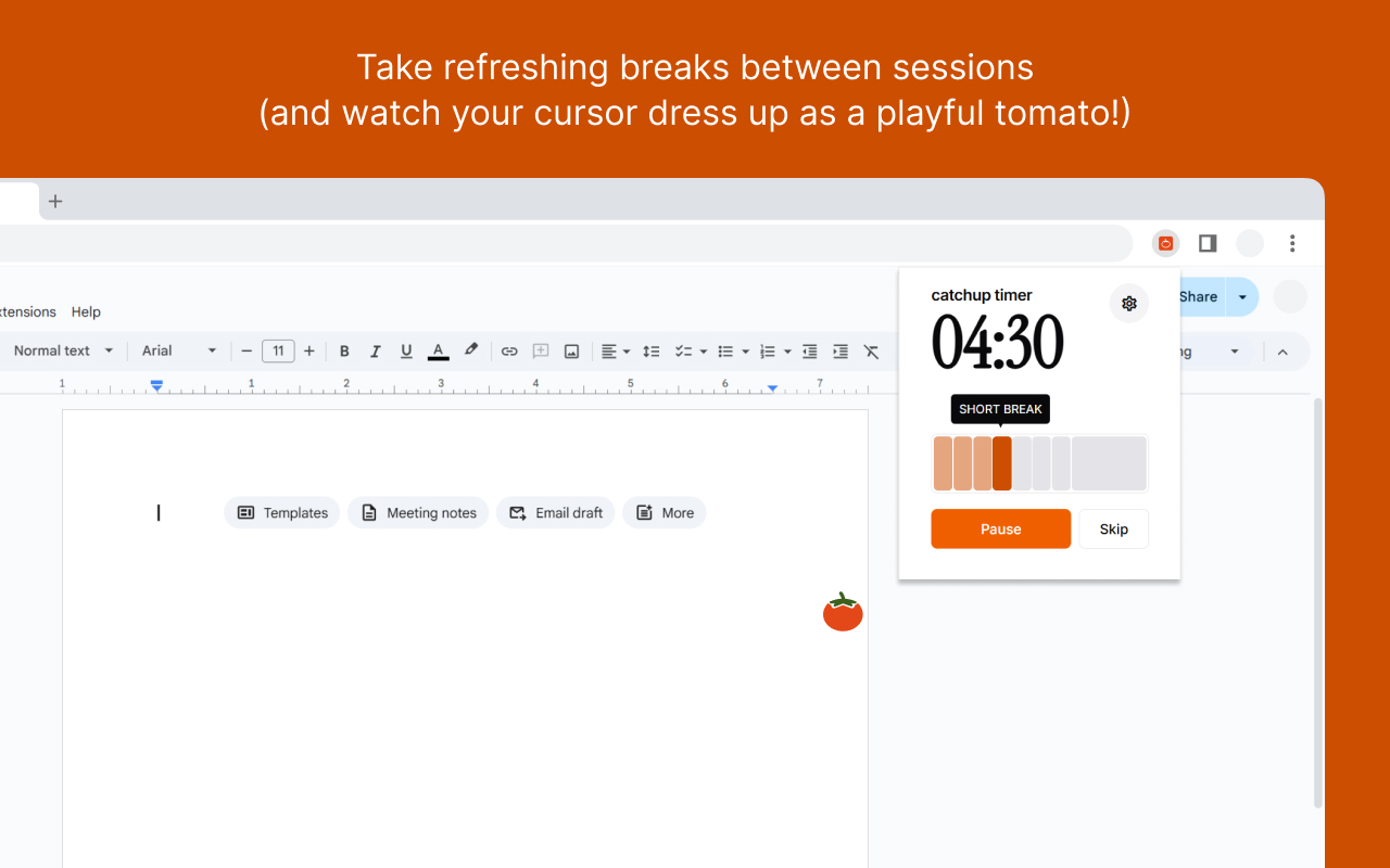 catchup timer - a delightful Pomodoro timer Chrome Extension Image 2