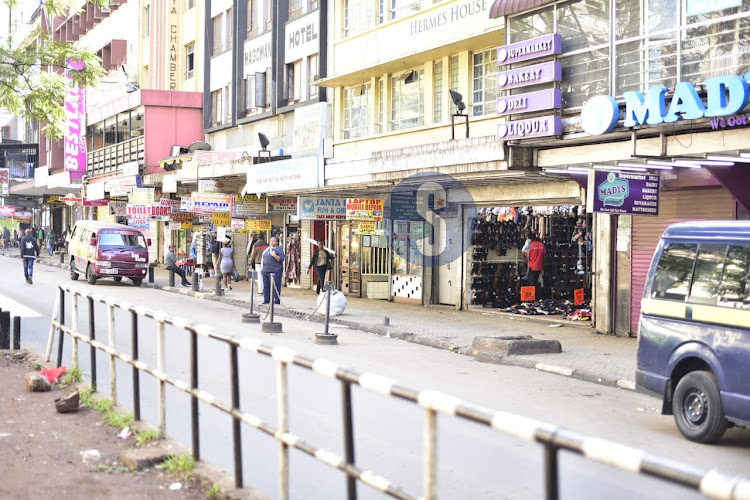 Business as usual along Tom Mboya street, matatu business operating as usual and shops ahead of Azimio protests on March 27, 2023.