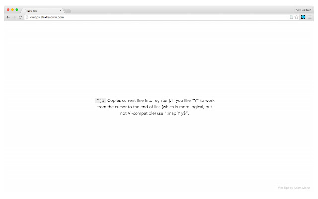 Vim Tips - New Tab Replacement chrome extension