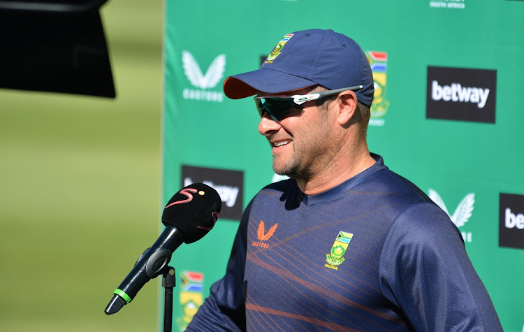 Proteas coach Mark Boucher on day four of the third Test against India at Newlands in Cape Town on January 14 2022.