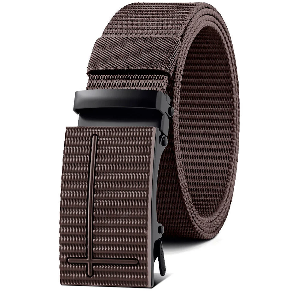 Heren canvas riem met automatische gesp, nylon tailleband, ideaal voor buiten, sterk en duurzaam.