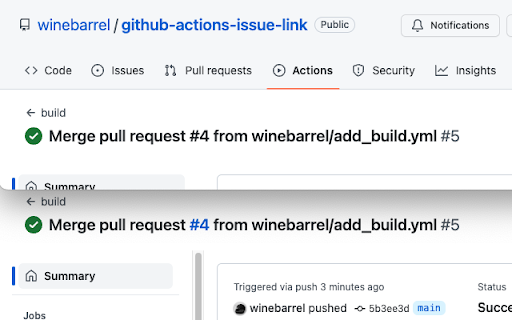 GitHub Actions issue link