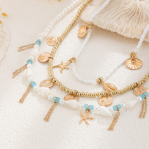 Title 12, Starfish Pearl Necklace for Women, Niche Alloy,...