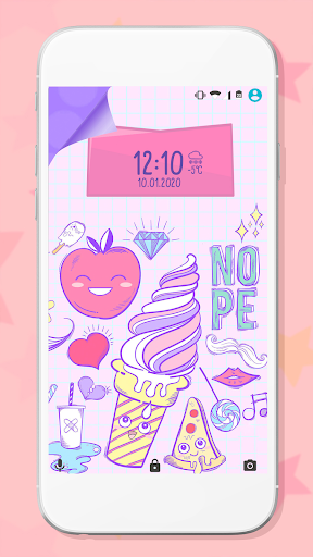 Cute Kawaii Digital Clock Wallpaper