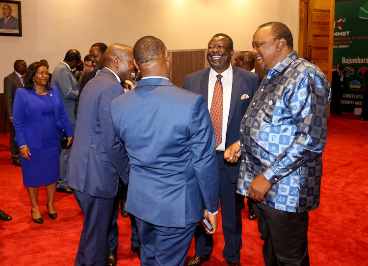 Retired President Uhuru Kenyatta and prime CS Musalia Mudavadi engages senior government officials in DRC.