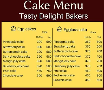 Tasty Delight Baker's menu 