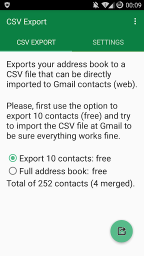 Export Contacts CSV for Gmail