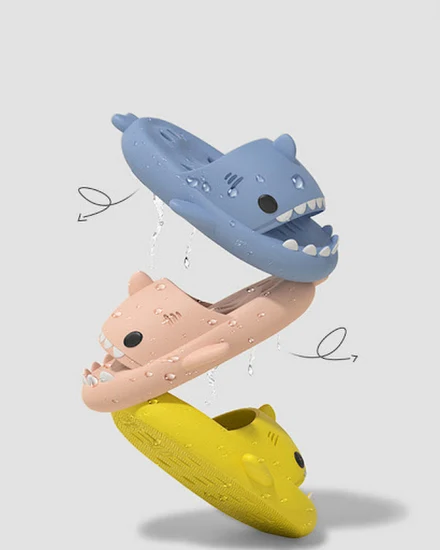 New Summer Cartoon Shark Slippers For Men and Women EVA p... - 1