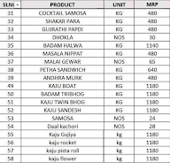 Mishti Sweets and snacks menu 4