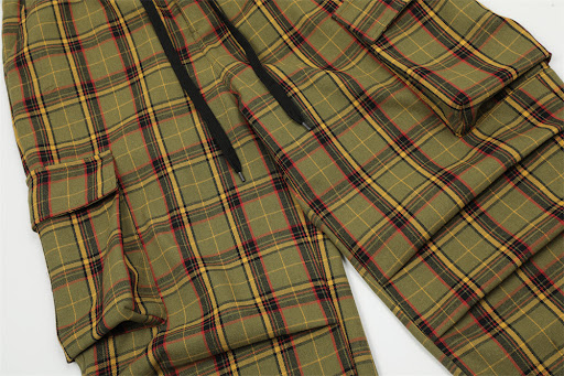 Title 13, Mens Plaid Cargo Pocket Casual Trousers Comfor...