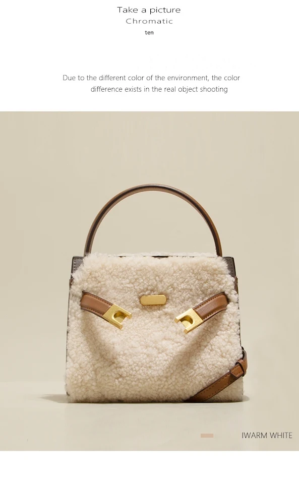 Dameslamswol tas herfst- en wintermode, all-match leren pluche tas, stijlvol en veelzijdig, perfect voor dagelijks gebruik.