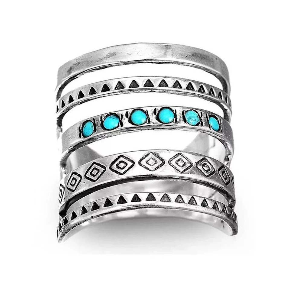 Fashion Hollowed-out Vintage Turquoise Ring, retro stijl, dames sieraad, uniek design, perfecte cadeau keuze. Een tijdloze ring.