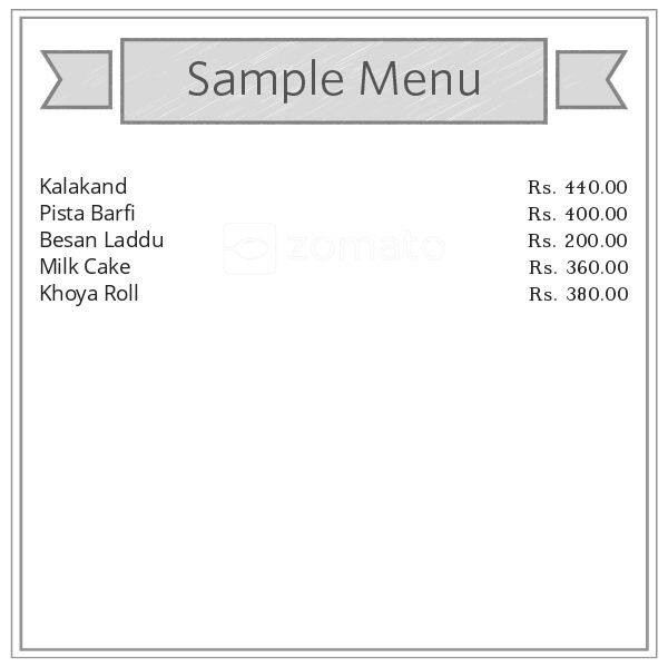 Tirath Sweets menu 