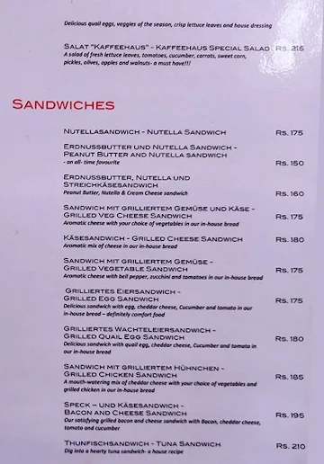 Kaffeehaus menu 