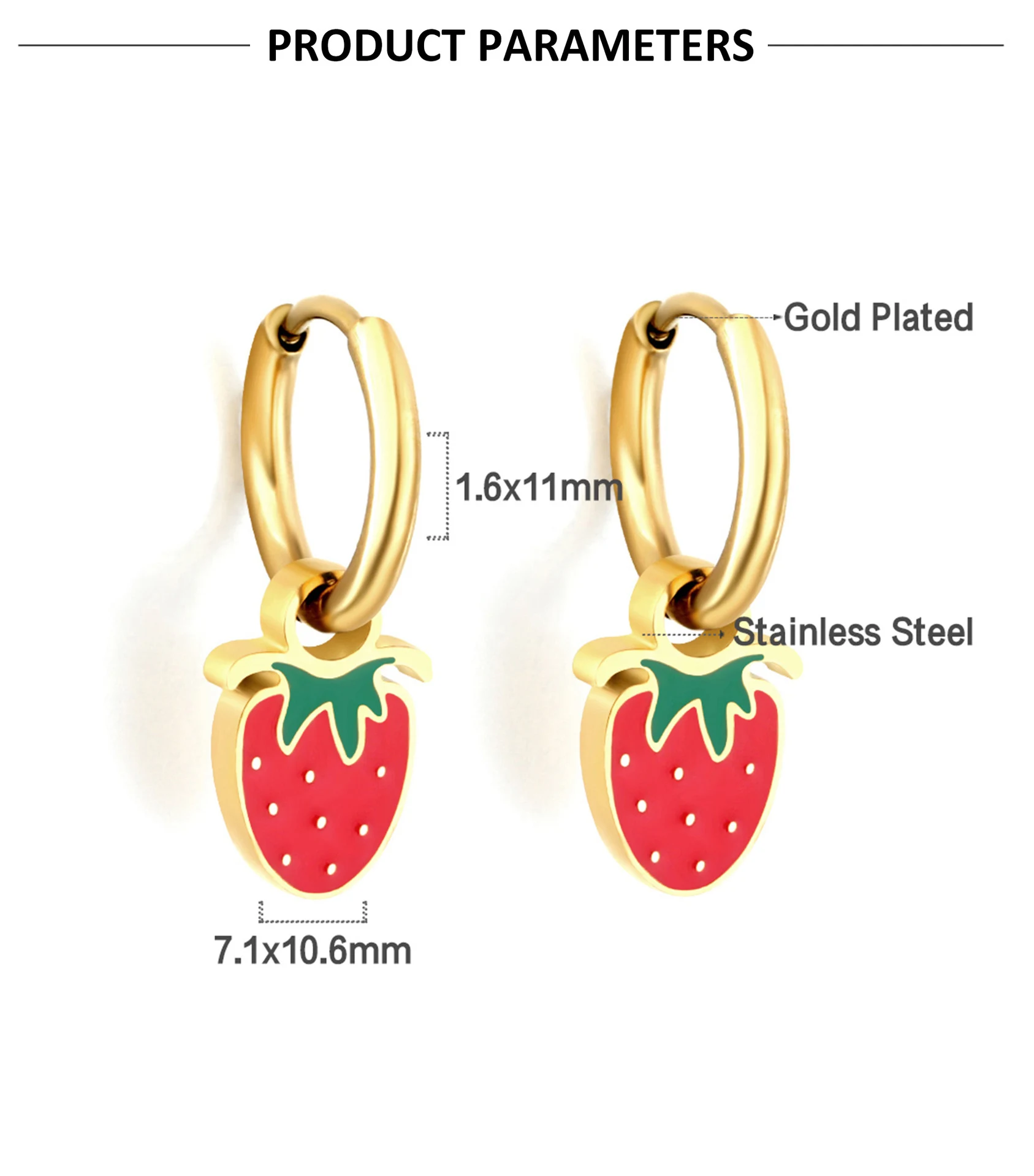 Title 5, Fruit Oorbellen RVS Europees & Amerikaans Desig...