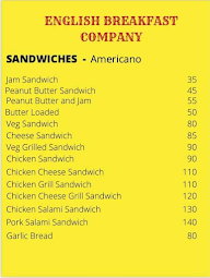 English Breakfast Company menu 1