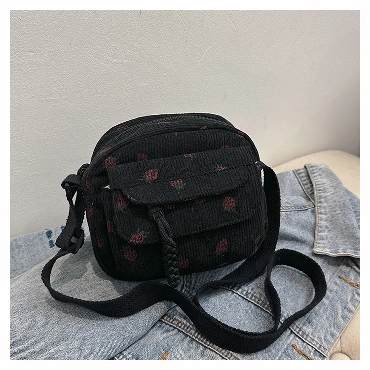 Title 4, Bolsa de tecido de veludo cotelê feminina com e...