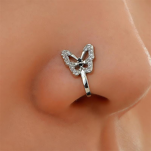 Title 2, Personalized U-Shaped Diamond-Studded Butterfly...