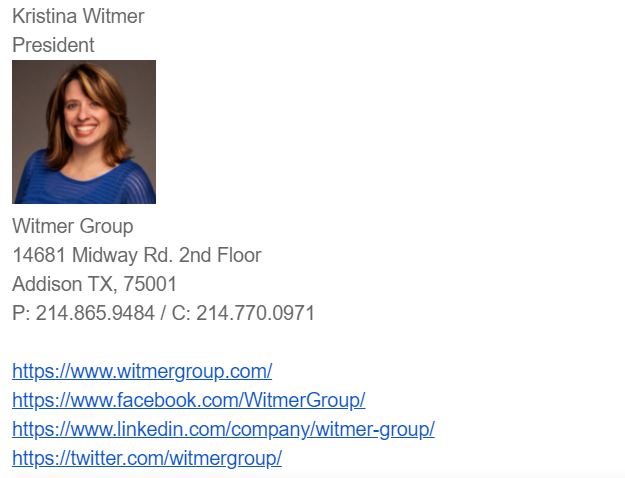 witmer email signature example