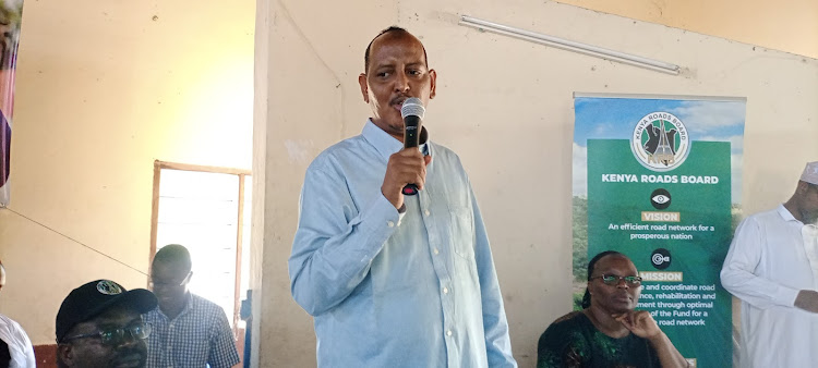 Nasir Mohamed Aden, Garissa county transport executive speaking during the graduation ceremony of 100 bodaboda at NEP technical .