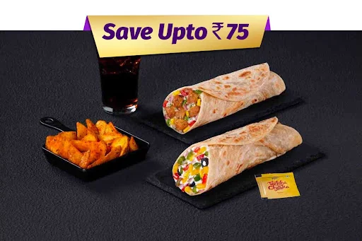 2 Signature Veg Wraps With Side & Beverage Combo Meal