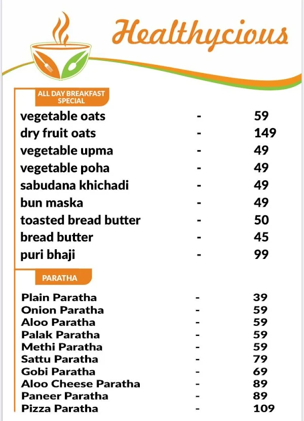 HEALTHYCIOUS menu 