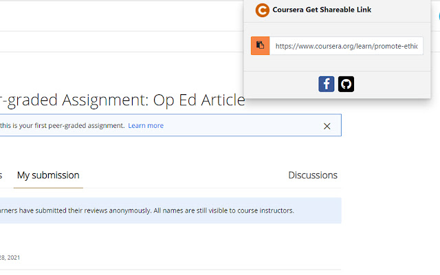 Coursera Get Shareable Link chrome extension