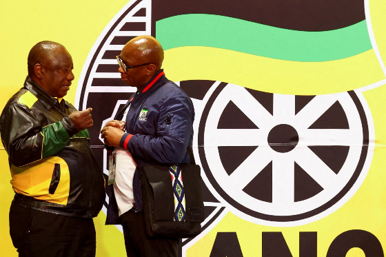 Deputy state security minister Zizi Kodwa, right, and President Cyril Ramaphosa. File photo.