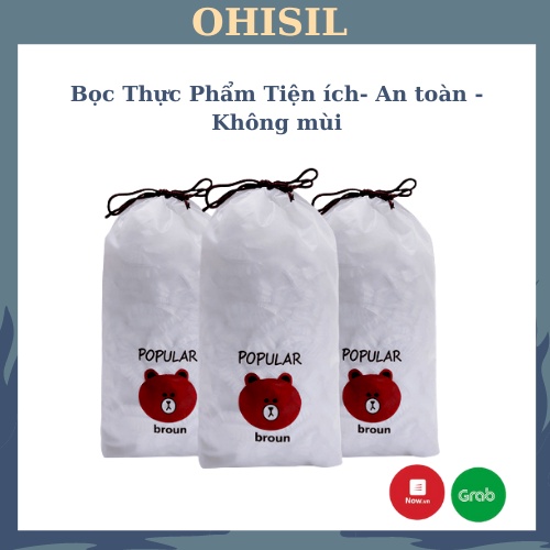 Màng Bọc Thực Phẩm Gấu Co Giãn Siêu Dai Ohisil Túi Bọc Thực Phẩm Có Chun Hình Túi Gấu An Toàn Vệ Sinh Set 100 Túi