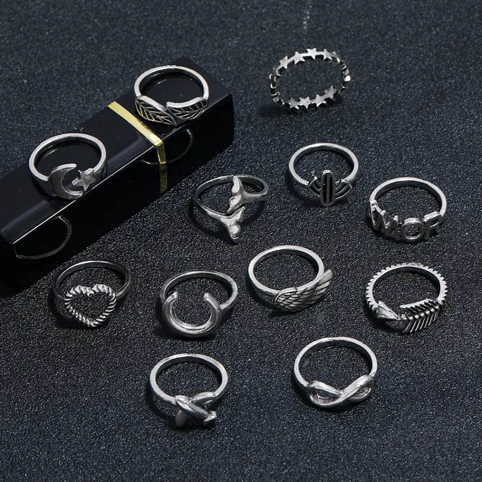 Liefde God Pijl Engelvleugel Ster Maan Cactus Ring Set. Spirituele sieraden met symbolische betekenis, een prachtig cadeau.