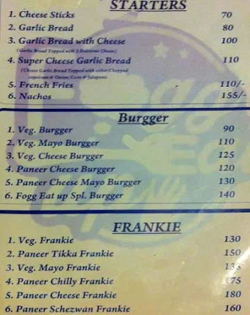 Fogg Eat Up menu 