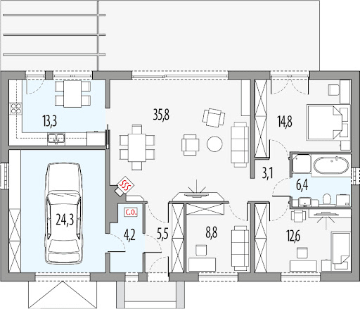 Simple 2-30 - Rzut parteru