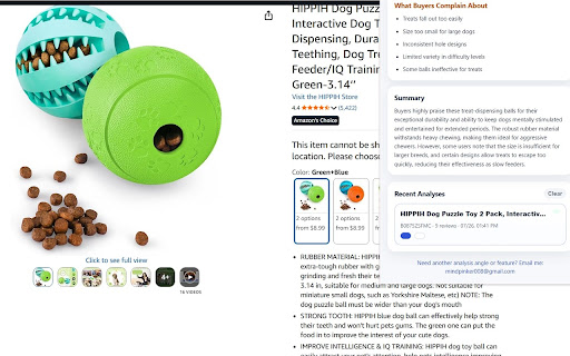 AI Review Summary for Amazon screenshot 1