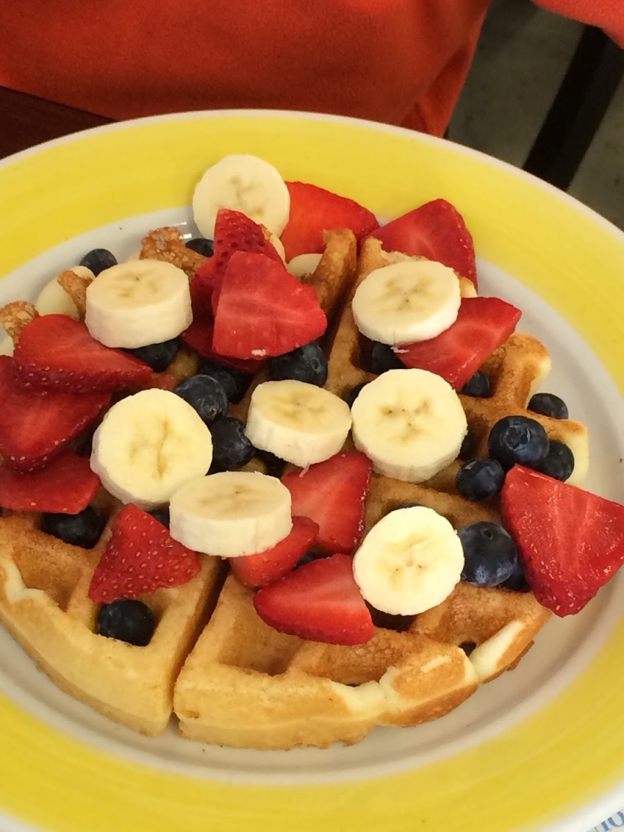 Belgian gluten-free waffle with berries no whip cream