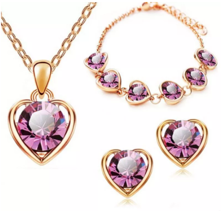Perzik Hart Sieradenset Een Perfect Cadeau voor Haar Betoverend Design Complete Set Oorbellen en Ketting Ideaal voor Elke Gelegenheid Prachtig