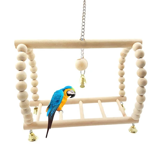Parrots Toys Bird Swing Exercise Climbing Playstand Hanging Ladder Bridge Wooden Pet Parrot Macaw Hammock Bird Toy With 