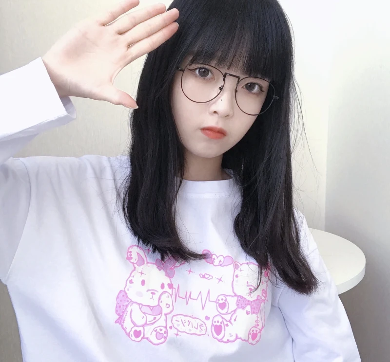Camiseta de manga larga suelta de jk girl top