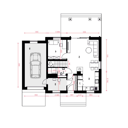Daktyl z garażem 1-st. A - Rzut parteru